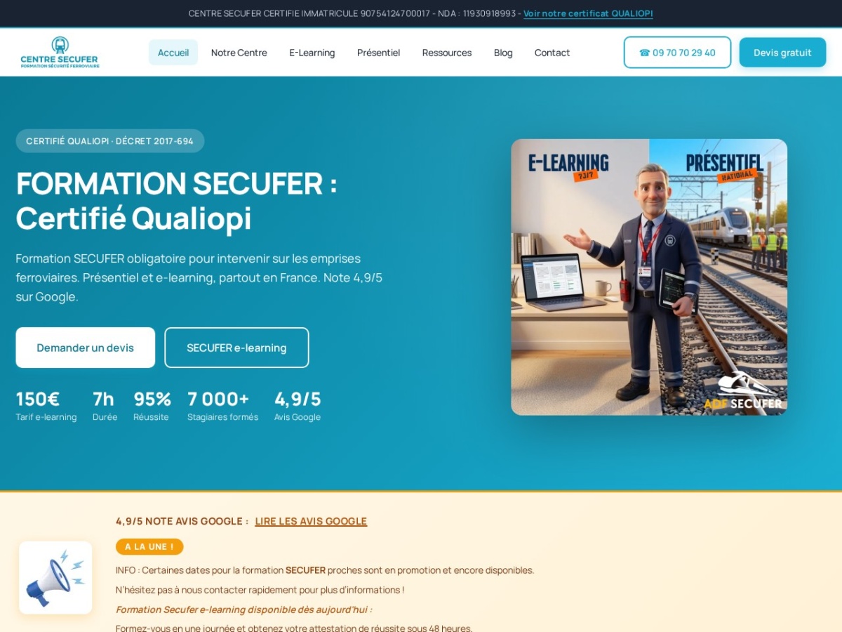 Centre Secufer - Site web centre de formation sécurité